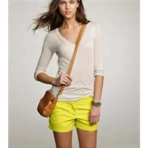 J. Crew Broken-In Classic Chino Shorts Neon Yellow Size 10 NWT - Picture 3 of 6